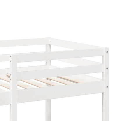Loft Bed Frame with Desk and Shelves White 90x200cm Solid Wood Pine