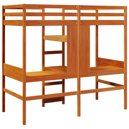 Loft Bed Frame without mattress Wax Brown 90x190cm Solid Wood Pine