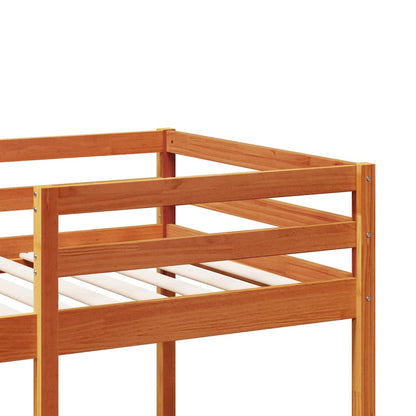 Loft Bed Frame without mattress Wax Brown 90x190cm Solid Wood Pine