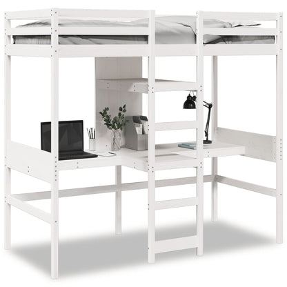 Loft Bed Frame without Mattress White 75x190cm Solid Wood Pine
