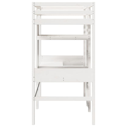 Loft Bed Frame without Mattress White 75x190cm Solid Wood Pine