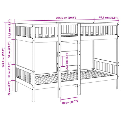 Bunk Bed Wax Brown 80x200 cm Solid Wood Pine