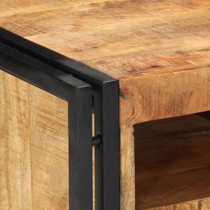 Solid Mango Wood Bedside Cabinet 40x40x59 cm - Rustic Charm