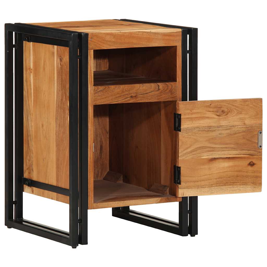 Solid Acacia Wood Bedside Cabinet 40x40x59 cm - Natural Finish