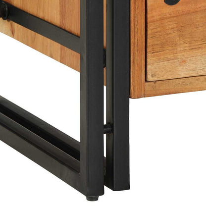 Solid Acacia Wood Bedside Cabinet 40x40x59 cm - Natural Finish