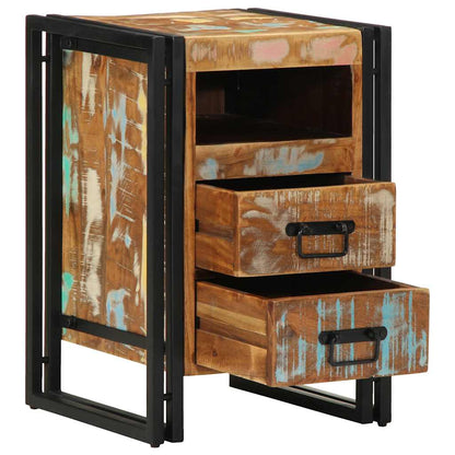 Solid Wood Reclaimed Bedside Cabinet 40x40x59 cm - Eco-Friendly Charm