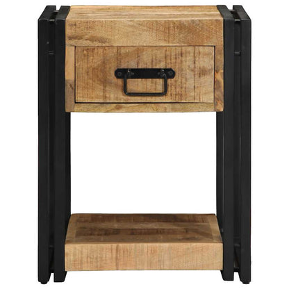 Solid Mango Wood Bedside Cabinet 40x40x50 cm - Rustic Charm