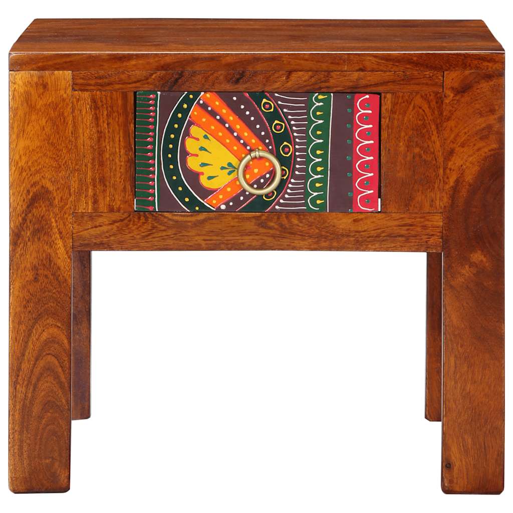 Compact Solid Acacia Wood Bedside Cabinet 40x40x36 cm - Natural Finish