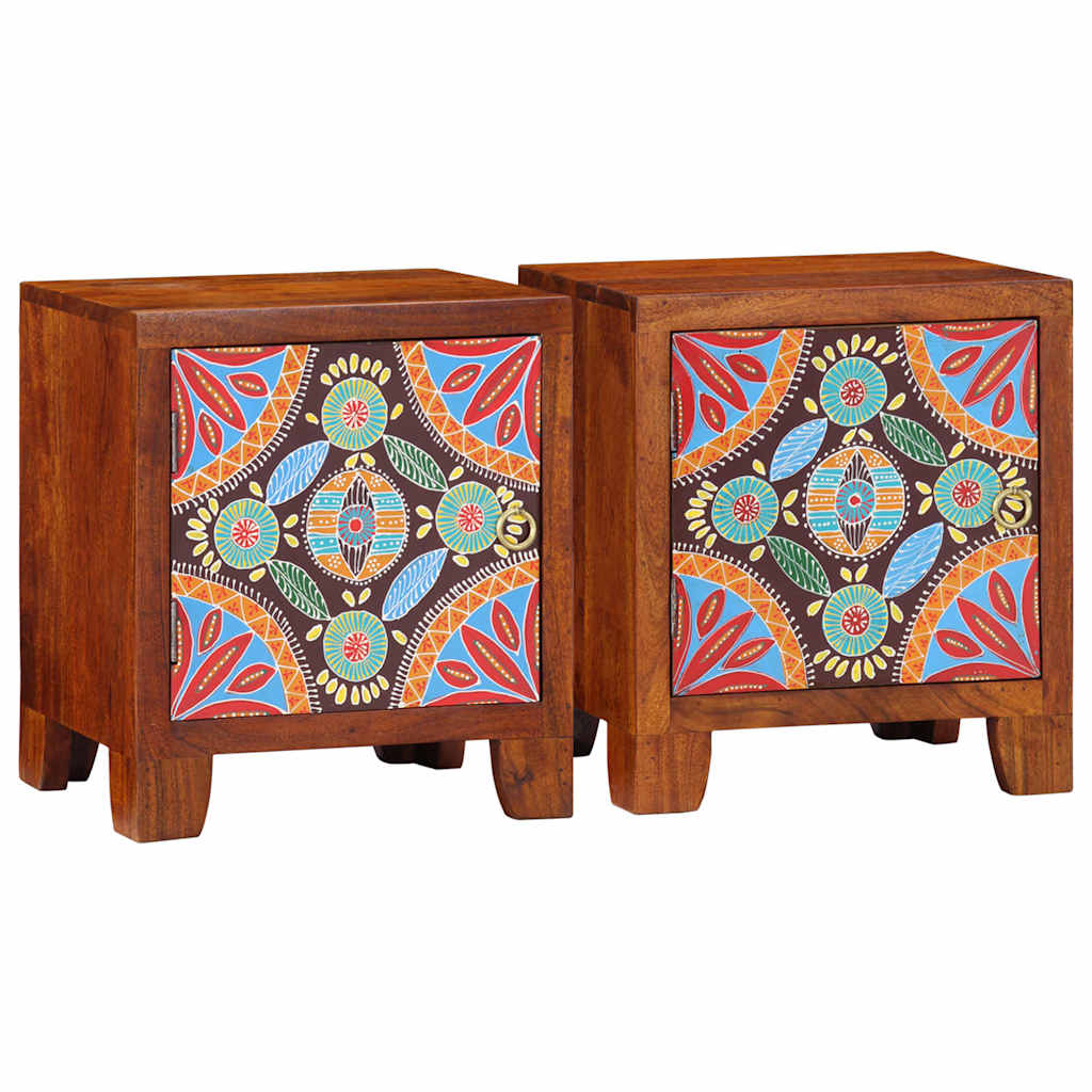 Solid Acacia Wood Bedside Cabinets - Set of 2, 40x30x45 cm