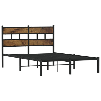 Smoked Oak Metal Bed Frame 120x190 cm - Small Double Size