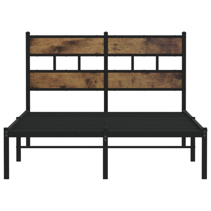 Smoked Oak Metal Bed Frame 120x190 cm - Small Double Size