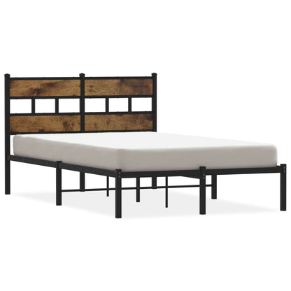 Modern Smoked Oak Metal Bed Frame 120x200 cm (Mattress Not Included)