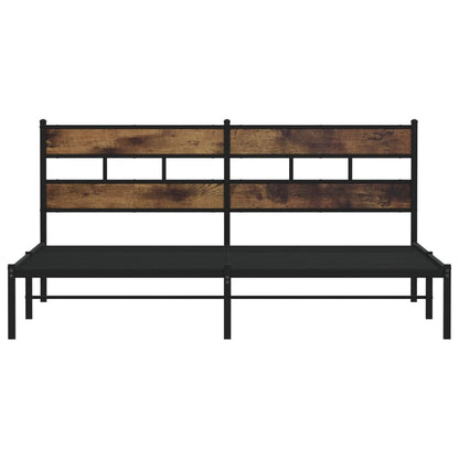 Super King Smoked Oak Metal Bed Frame 180x200 cm - No Mattress
