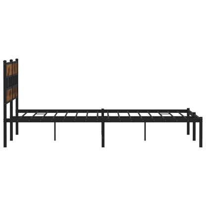 Smoked Oak Metal Bed Frame 183x213 cm - No Mattress Included