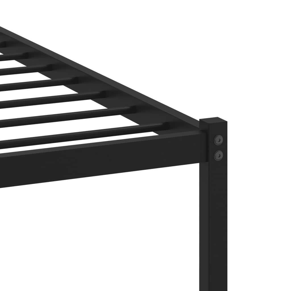 Smoked Oak Metal Bed Frame 200x200 cm - No Mattress Included