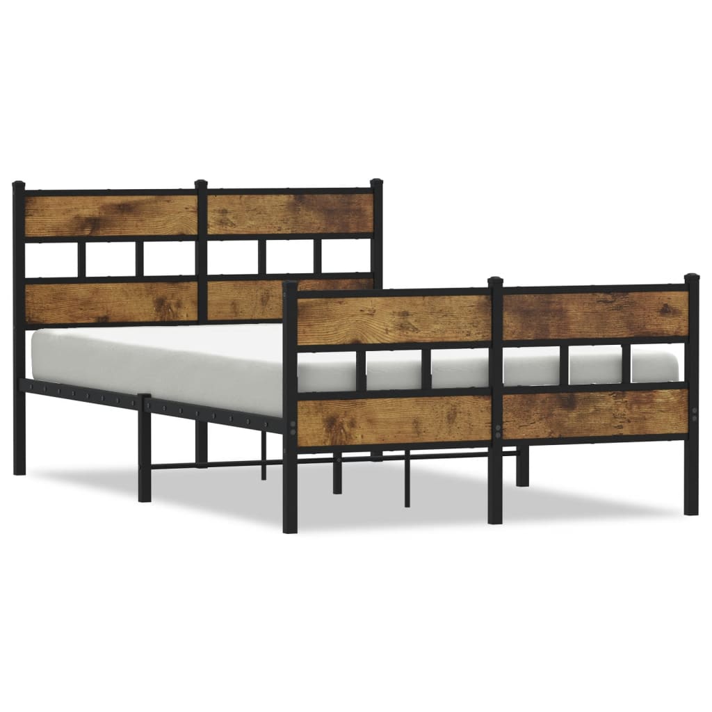 Smoked Oak Metal Bed Frame 120x200 cm - No Mattress Included