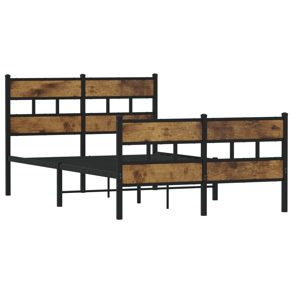 Smoked Oak Metal Bed Frame 120x200 cm - No Mattress Included