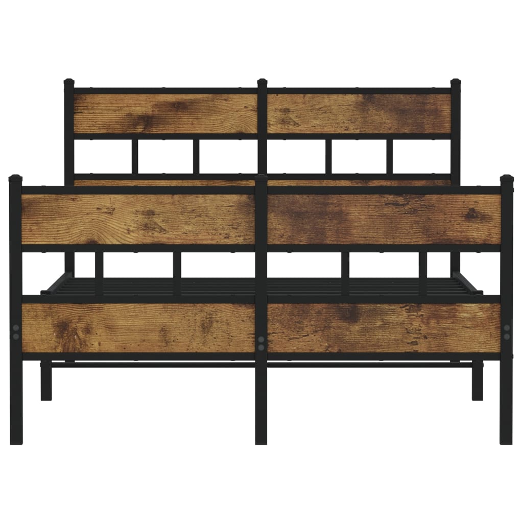 Smoked Oak Metal Bed Frame 120x200 cm - No Mattress Included