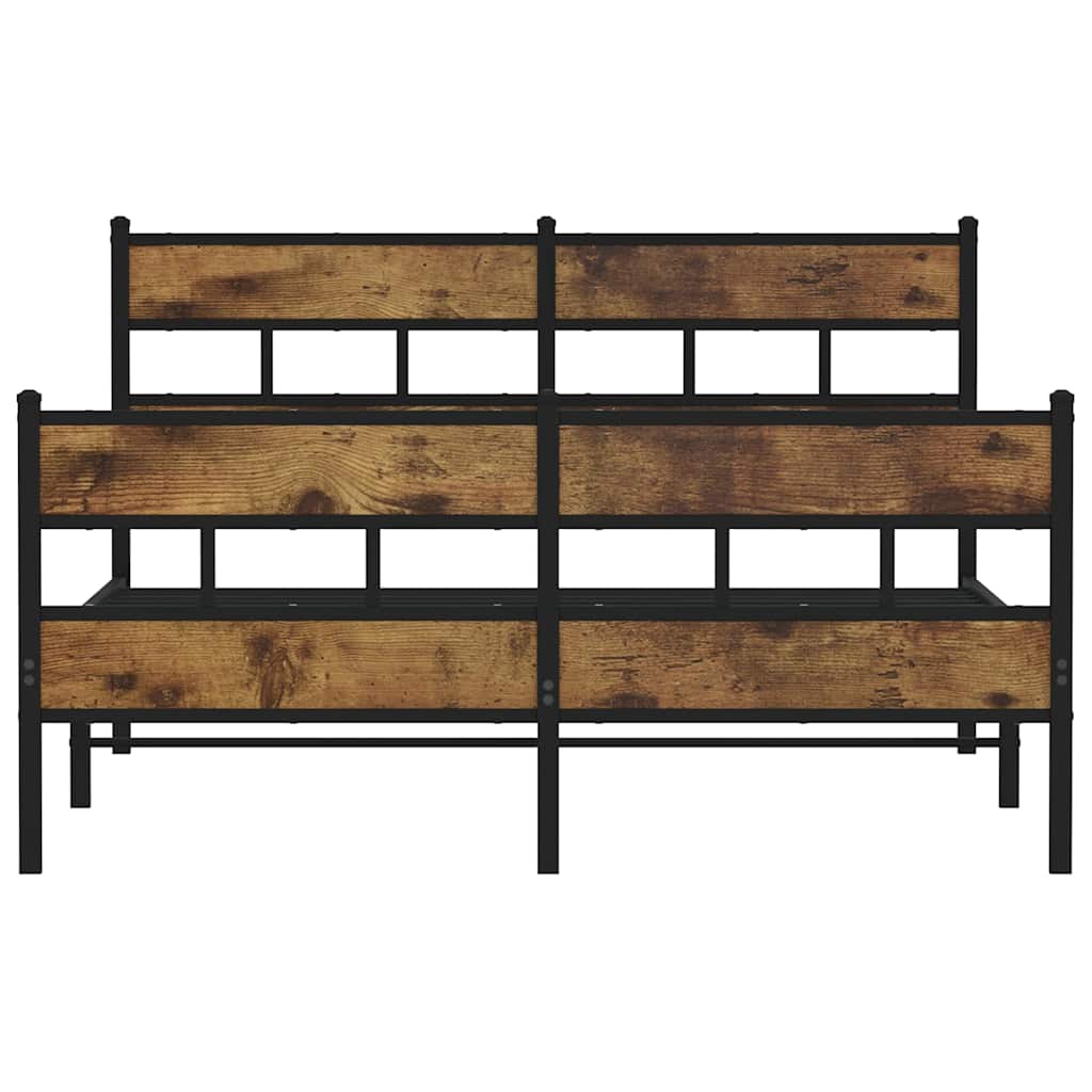 Smoked Oak Metal Bed Frame - Double 135x190 cm, No Mattress