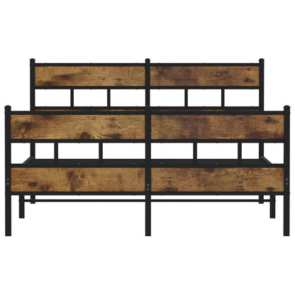 Smoked Oak 140x200 cm Metal Bed Frame - No Mattress Included