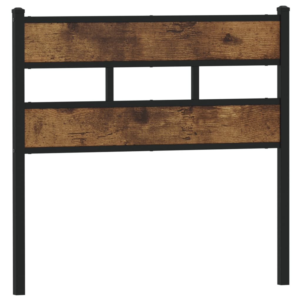 Smoked Oak Headboard - 75cm, Iron & Engineered Wood Design