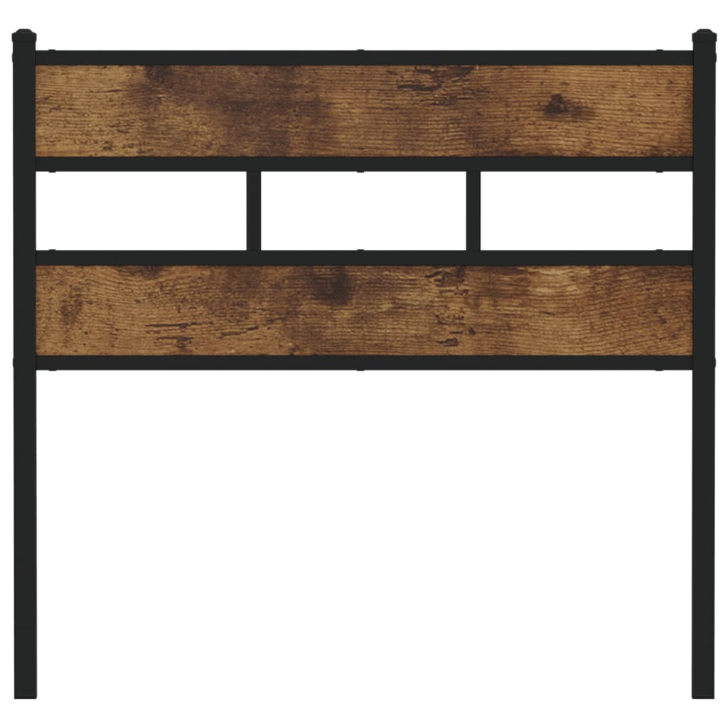 Smoked Oak Headboard - 75cm, Iron & Engineered Wood Design