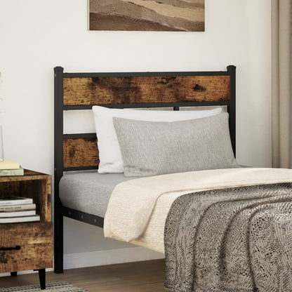 Smoked Oak Headboard - 75cm, Iron & Engineered Wood Design