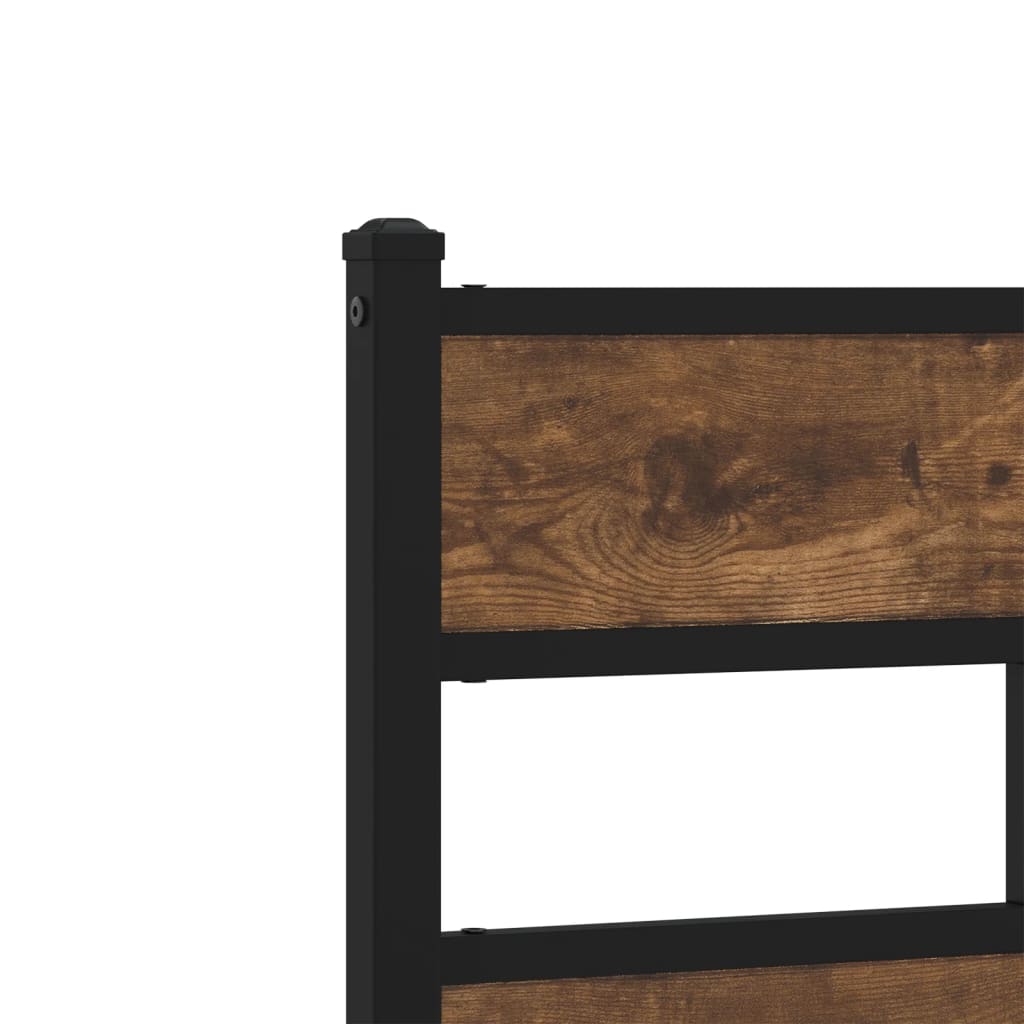 Smoked Oak & Iron Headboard - 100 cm Engineered Wood Design