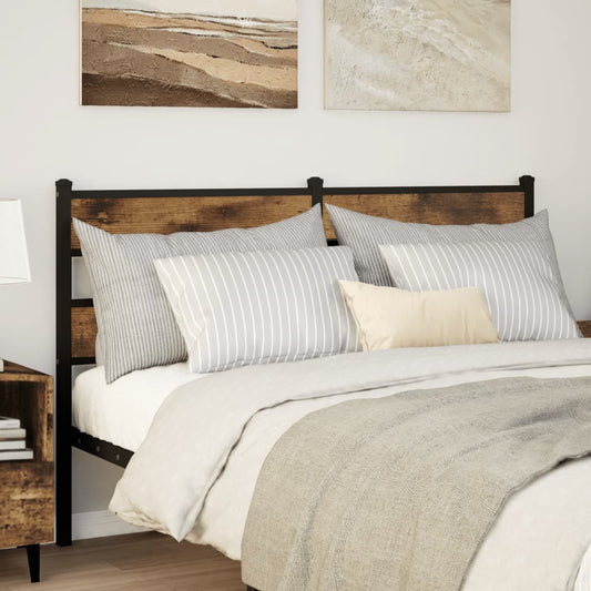 Headboard Smoked Oak 150 cm Iron and Engineered Wood