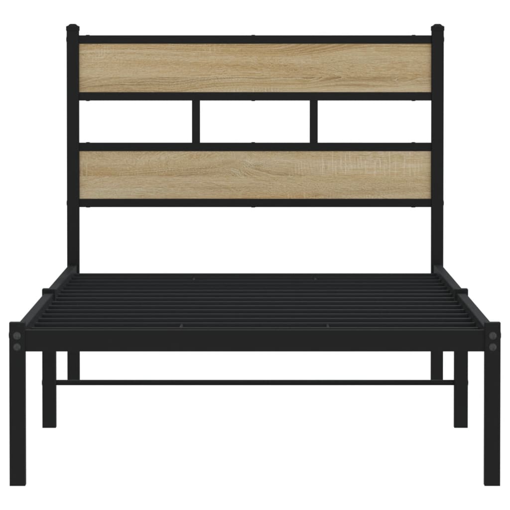 Sonoma Oak Metal Bed Frame 75x190 cm - Small Single