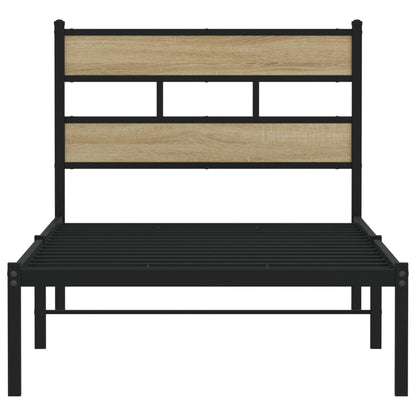 Sonoma Oak Metal Bed Frame 90x190 cm Single - No Mattress Included