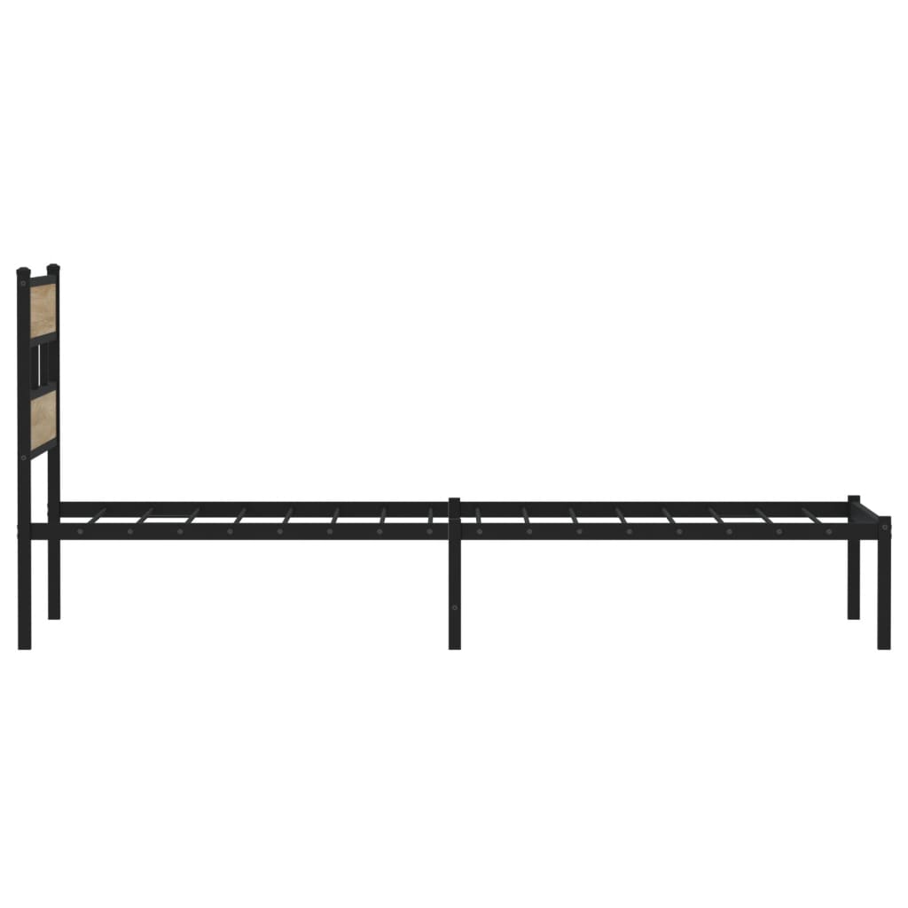 Sonoma Oak Metal Bed Frame 90x200 cm - No Mattress Included