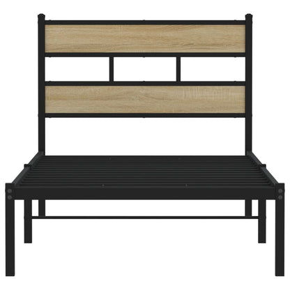 Sonoma Oak Metal Bed Frame 100x200 cm - No Mattress Included