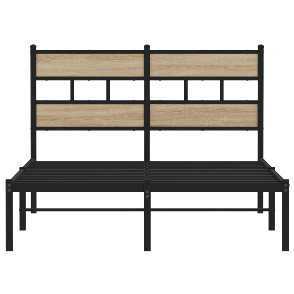 Sonoma Oak Metal Bed Frame 120x190 cm - Small Double Size