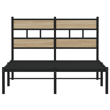 Sonoma Oak Metal Bed Frame 120x200 cm - No Mattress Included