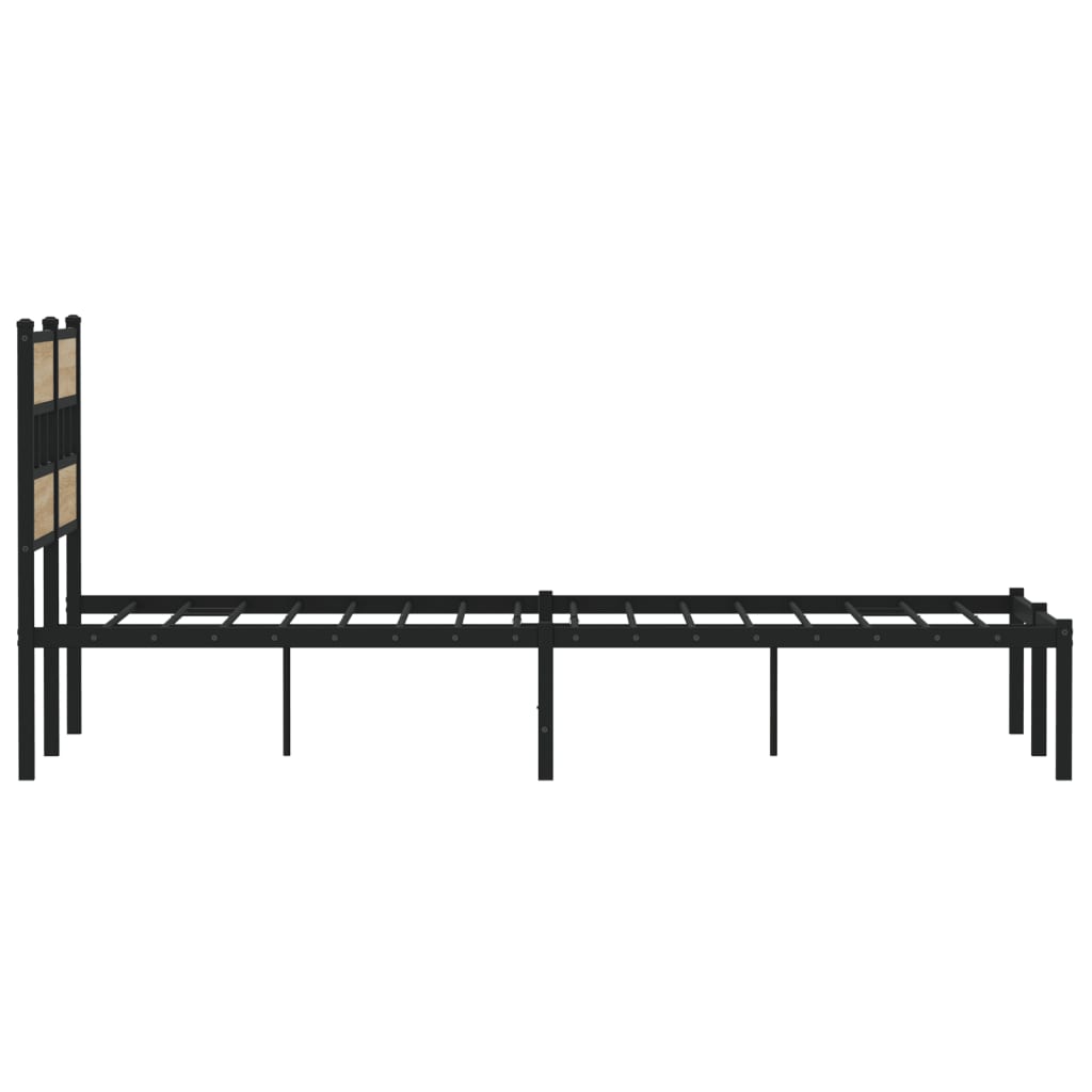 Sonoma Oak Metal Bed Frame 120x200 cm - No Mattress Included