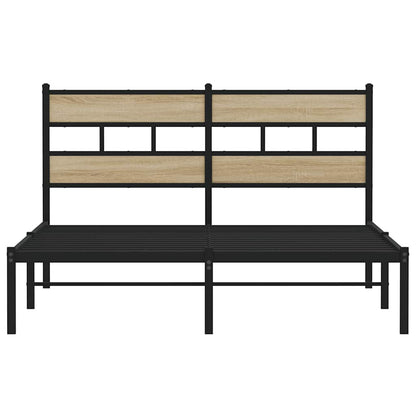 Sonoma Oak Metal Bed Frame 140x190 cm - Stylish & Sturdy Design