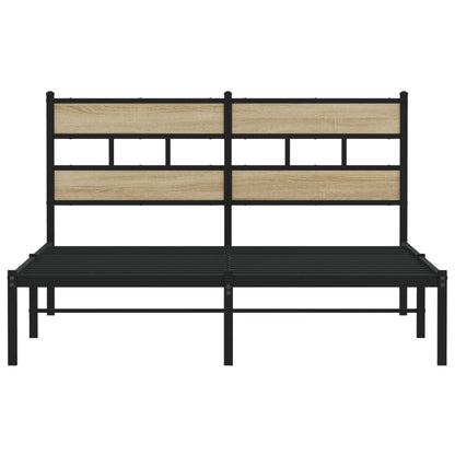 Sonoma Oak Metal Bed Frame 140x200 cm - Sturdy and Stylish Design