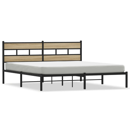 Metal Bed Frame without Mattress Sonoma Oak 193x203 cm