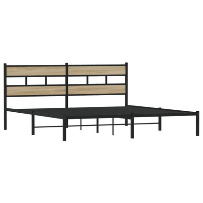 Metal Bed Frame without Mattress Sonoma Oak 193x203 cm