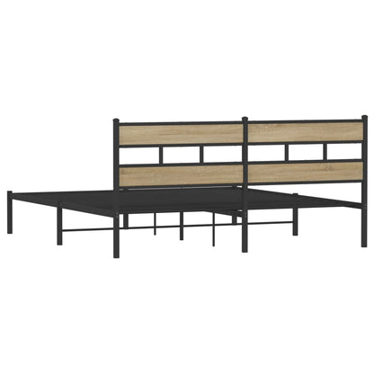 Metal Bed Frame without Mattress Sonoma Oak 193x203 cm