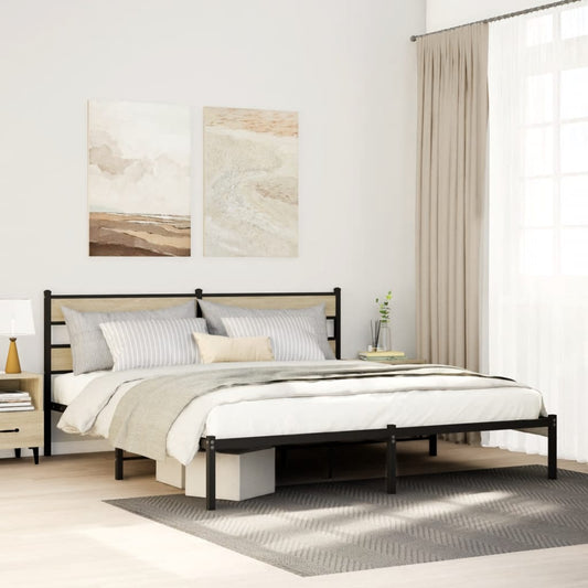 Metal Bed Frame without Mattress Sonoma Oak 193x203 cm
