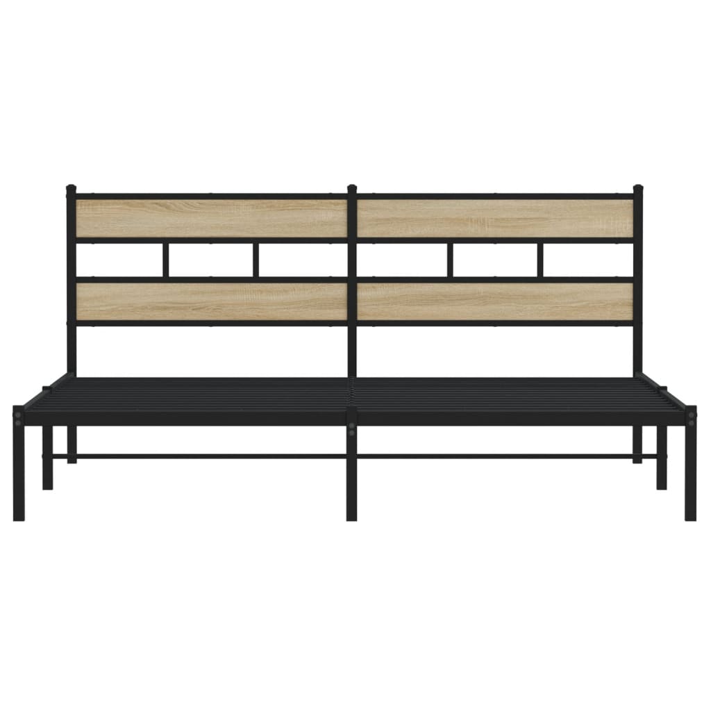Sonoma Oak Metal Bed Frame 200x200 cm - Sturdy & Stylish Design