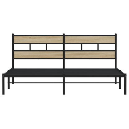 Sonoma Oak Metal Bed Frame 200x200 cm - Sturdy & Stylish Design