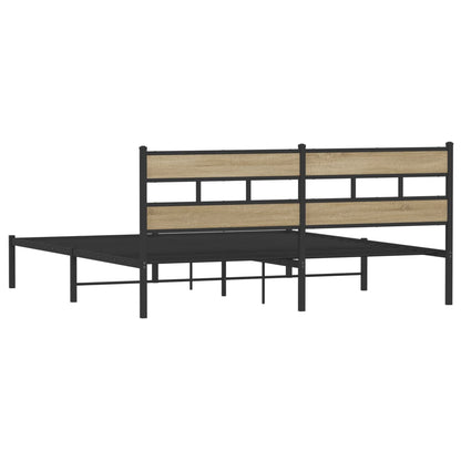Sonoma Oak Metal Bed Frame 200x200 cm - Sturdy & Stylish Design