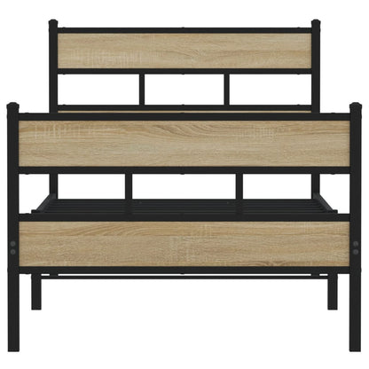 Sonoma Oak Metal Bed Frame 90x200 cm - Sturdy & Stylish Design