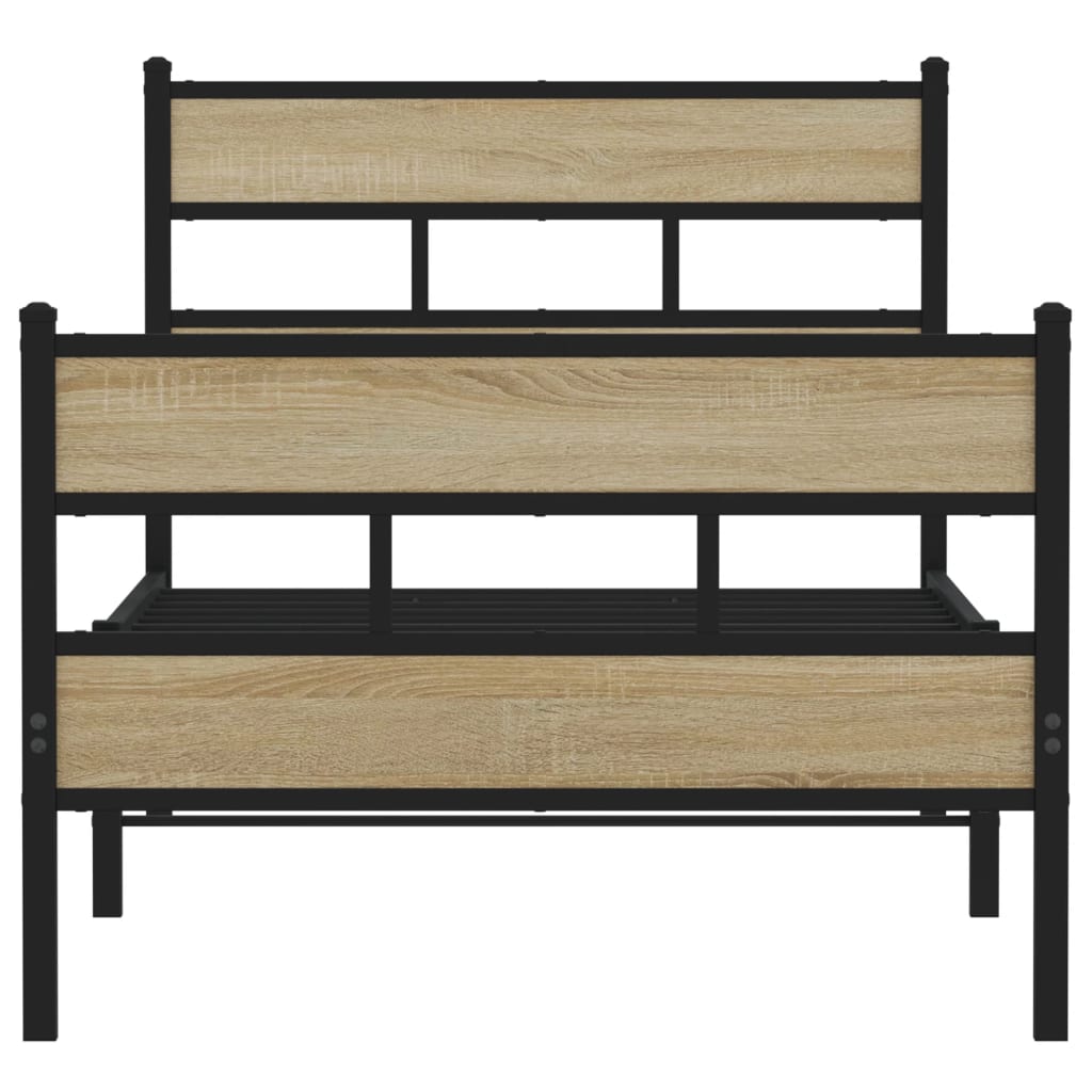 Metal Bed Frame without Mattress Sonoma Oak 107x203 cm