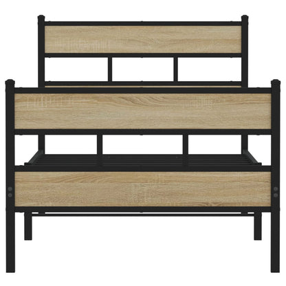 Metal Bed Frame without Mattress Sonoma Oak 107x203 cm