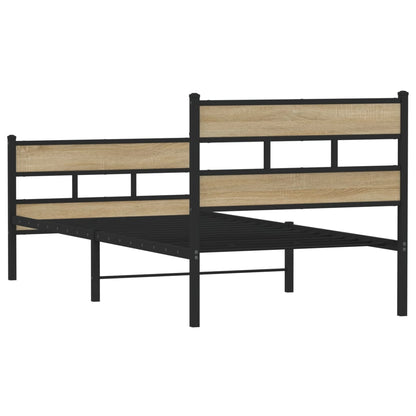 Metal Bed Frame without Mattress Sonoma Oak 107x203 cm