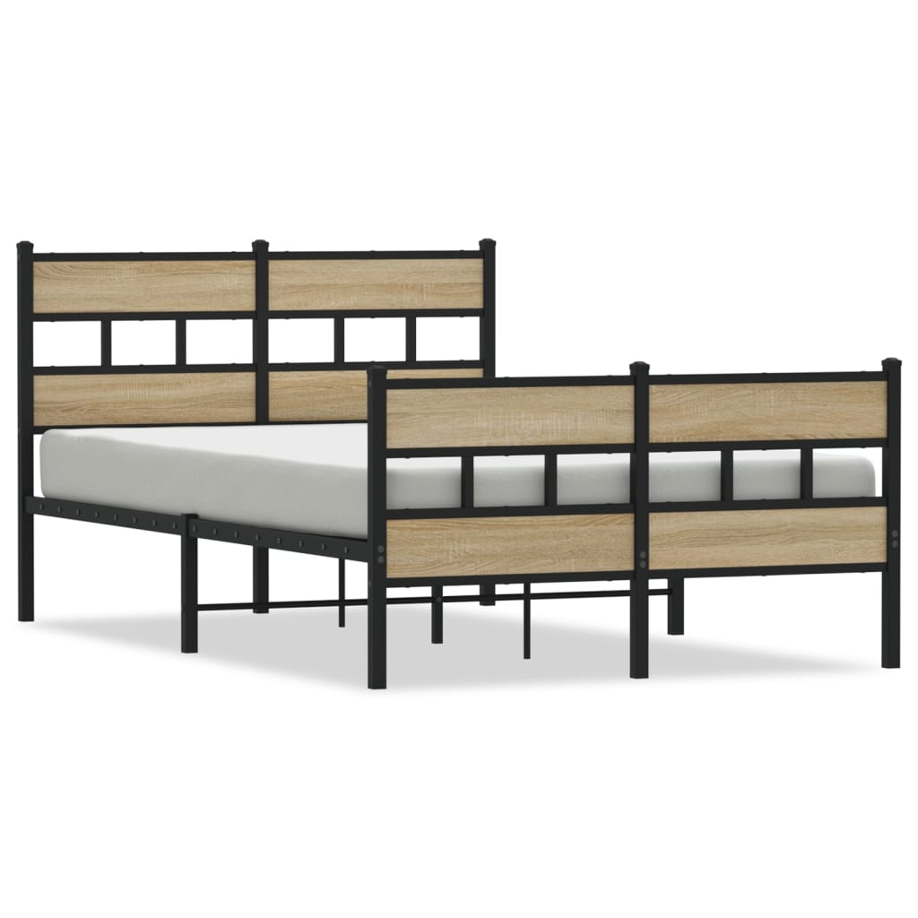 Sonoma Oak Metal Bed Frame, 120x190 cm – Small Double Size